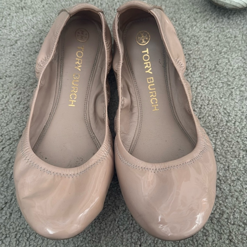 Patent leather light pink Tory Burch flats in size 9